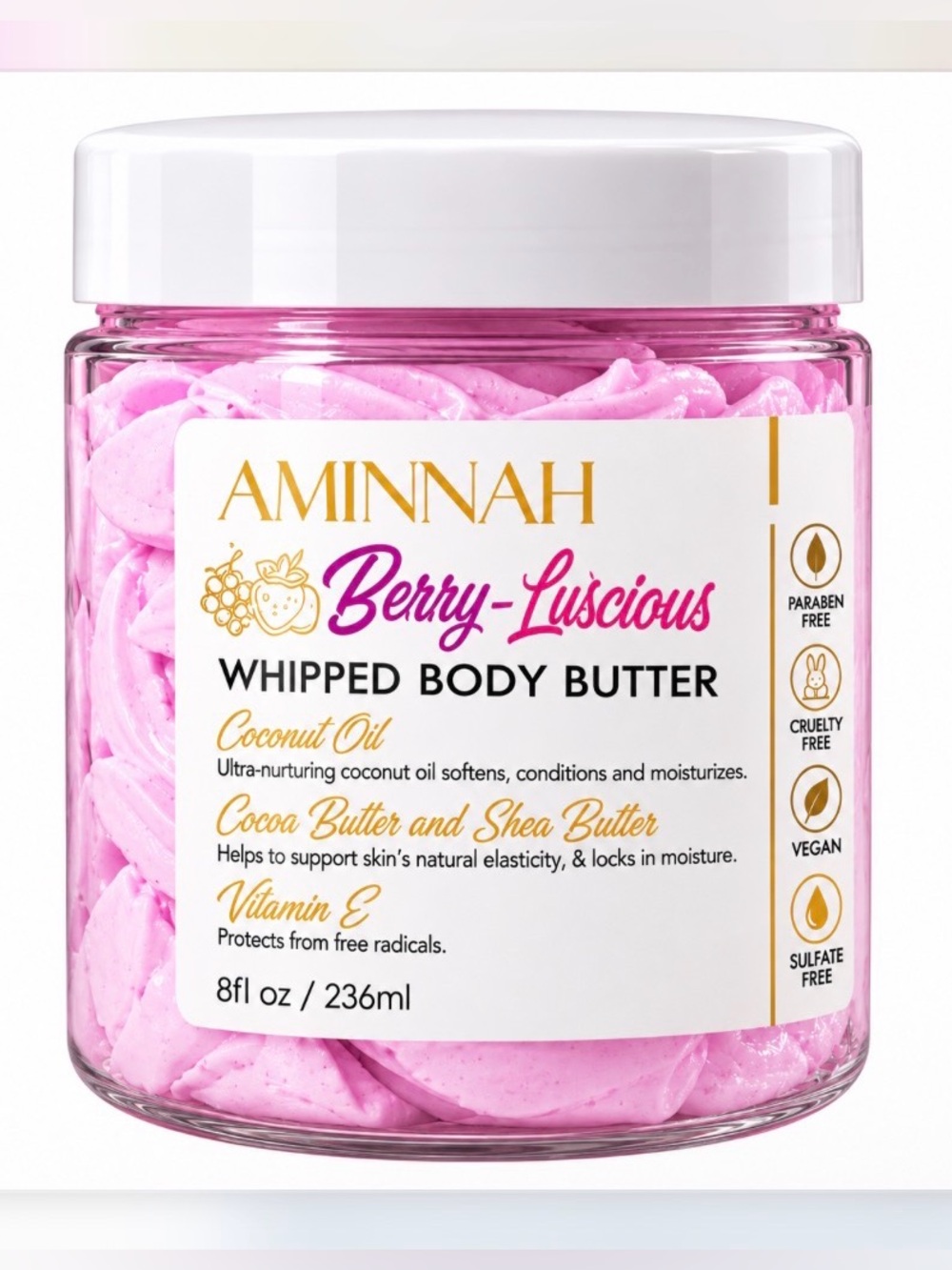 Aminnah Berry Luscious Whipped Body Butter.